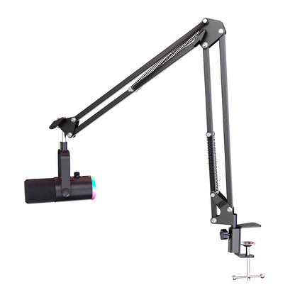 Professional USB Gaming Podcast Condenser MicrophoneKit with Adjustable Metal Boom Arm, 360° Rotatable Design,ENC Noise Reduction, HD Sound Pickup, Easy 1-Touch &Gain Control for PC Laptop Twitch YouTube StreamingRecording,