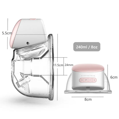 Bebebao P1 Wearable Breast Pump Hands Free Electric Single Portable Wearable Breast Cup 8oz/ 240ml BPA-Free 3 Modes 10 Suction