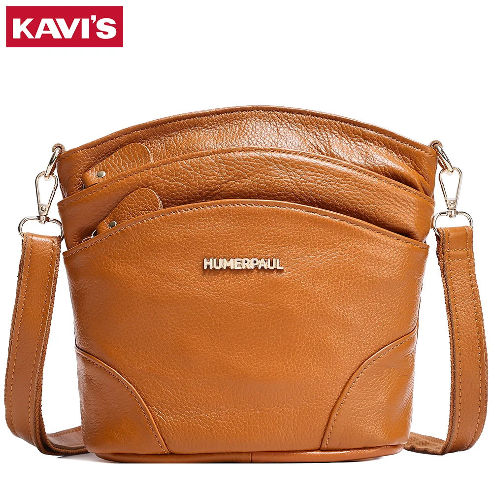 100% Genuine Leather Women Messenger Bags Casual Cell Phone Purse with