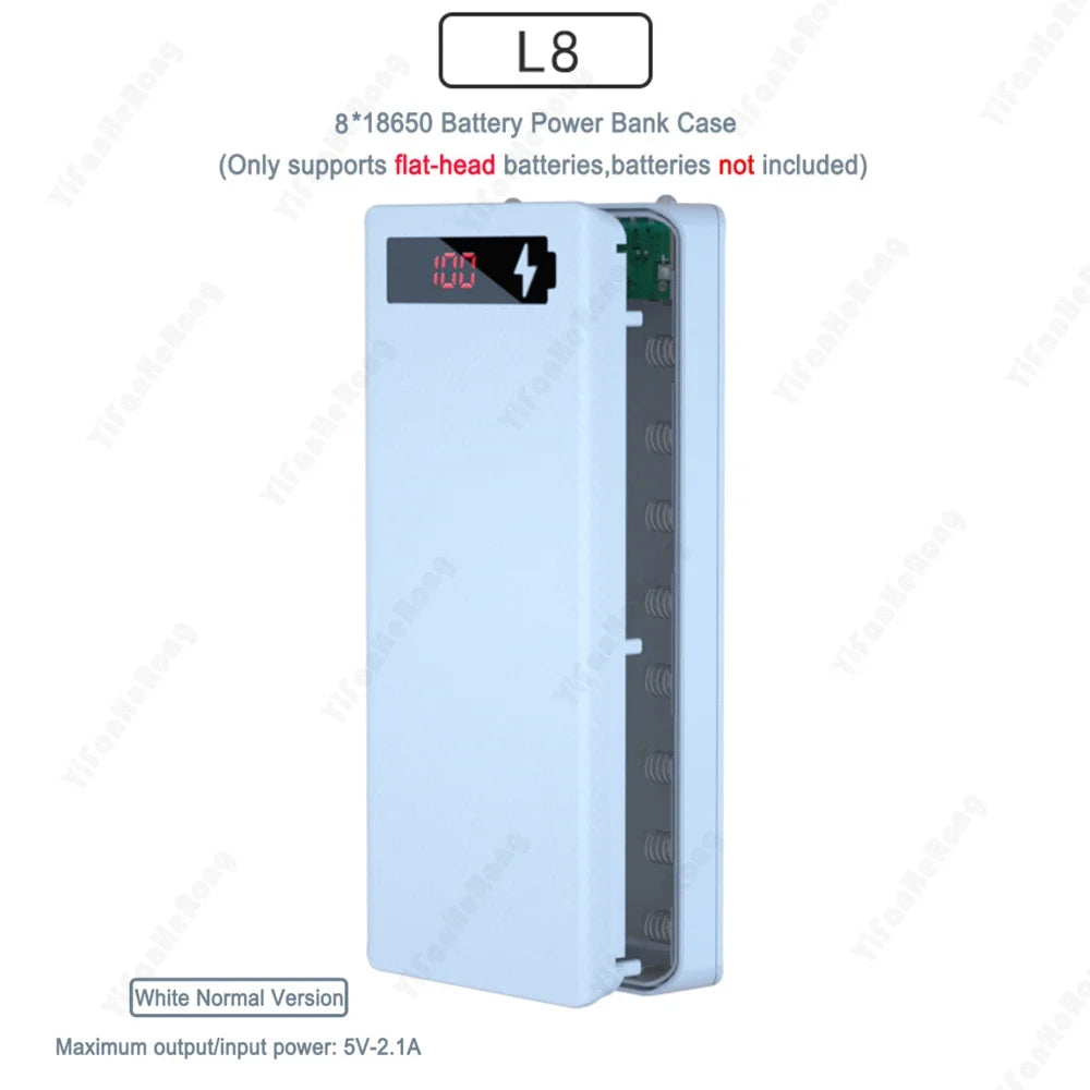 8/10*18650 Power Bank Cases Battery Holder Portable Dual USB Type C Charge Shell for iPhone Xiaomi Huawei 18650 Battery Cases