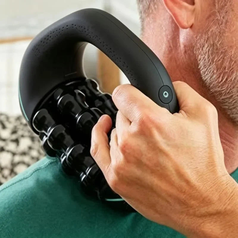 Electric Roller Massager Handheld Massage Deep Tissue Muscle Relax Portable Cordless Rechargeable 3 Speed Adjustable Massager for Back Shoulder Leg Body Sore Muscle Relief Home Office Gym Travel Daily Use Black