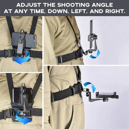 Camera Phone Chest Mount Laptop Harness Phone Holder Strap Clip POV Holder for iPhone 17 16 Android Gopro 12 Camera Smartphone Photography Kits