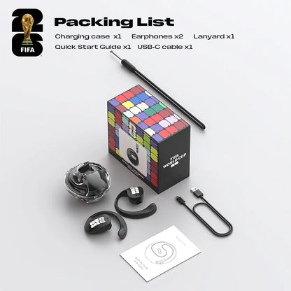 FIFA-F26E02 AI Translator Earbuds 138 Languages Real Time Two Way Translation Bluetooth 6.0 TWS Wireless Earbuds ENC Noise Cancelling 45H Battery 28ms Low Latency Gaming Headphones for Travel Business