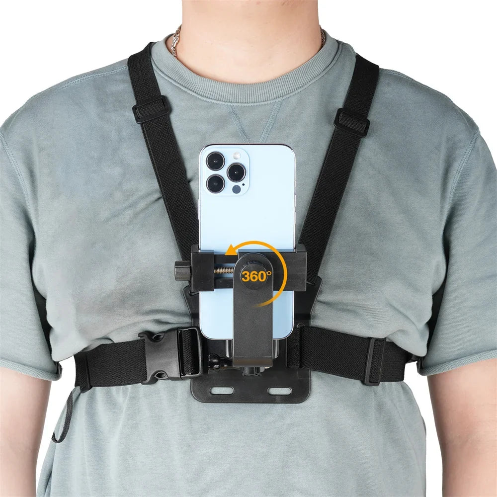 Camera Phone Chest Mount Laptop Harness Phone Holder Strap Clip POV Holder for iPhone 17 16 Android Gopro 12 Camera Smartphone Photography Kits