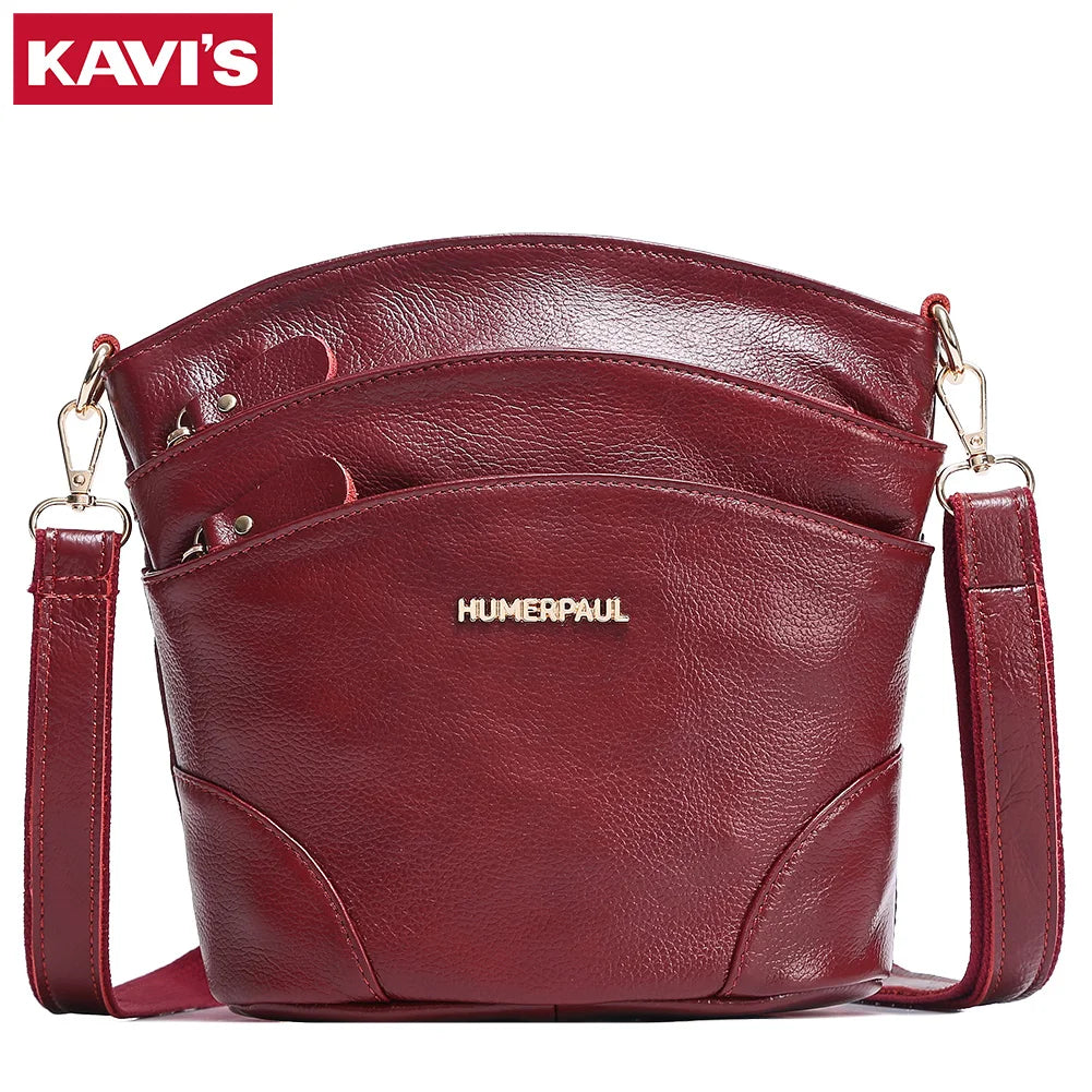 100% Genuine Leather Women Messenger Bags Casual Cell Phone Purse with
