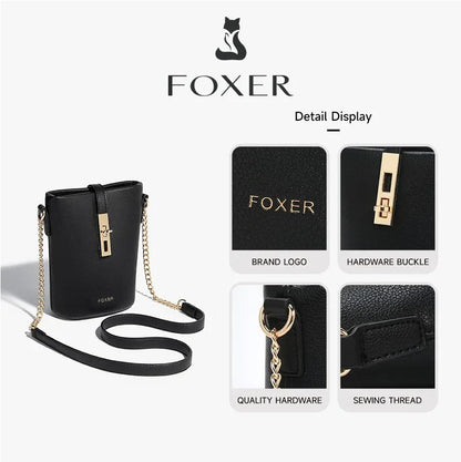 FOXER Brand Chic Mini Cellphone Bag Women's Shoulder Bag PU Leather Fashion Girl's Travel Small Crossbody Bag Purse