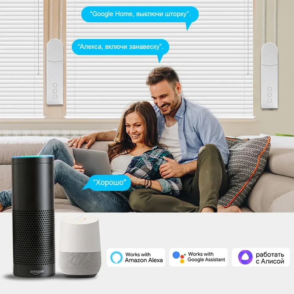 Tuya WiFi Smart Curtain Motor, ZigbeeElectric Roller Blinds Driver, Alexa Google Home Voice Control, Automatic Pull Cord Chain