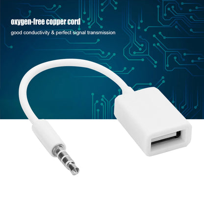 3.5mm Male Plug Jack To USB Female AUX Audio Cable Converter Adapter Cord