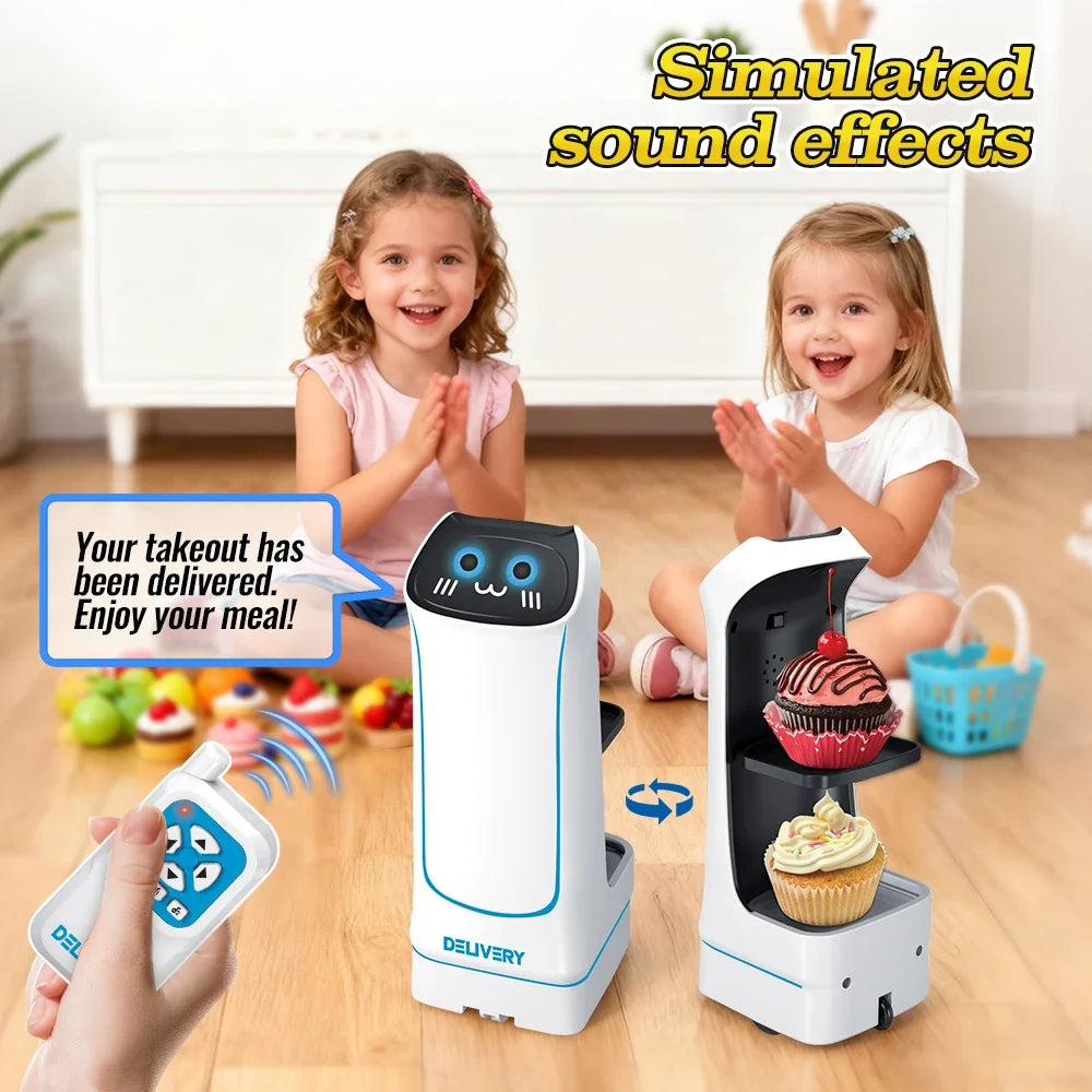 2.4GHz Remote Control Food Delivery Robot Toy, Remote Control Toy Robot With Light And Music, Children's Birthday Gift