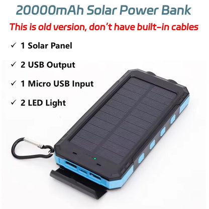 Solar Power Bank 38000mAh, Portable Solar External Battery Pack Built-in 4 Cable, 22.5W Portable Charger for Camping and Outdoor