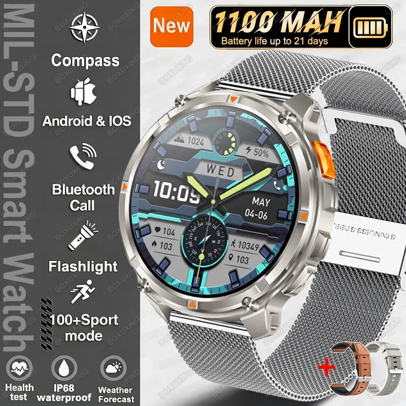 2026 New T-Rex3 Ultra Military Smart Watch 1100mAh Battery GPS Path IP68 Waterproof Sports Tracker Outdoors Compass Smartwatch