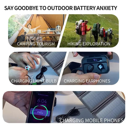 Backpack Carry Portable Foldable Waterproof Solar Charging Panel 25W 100W Dual USB Camping Emergency Charger For Cell Phone