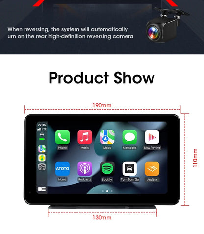 Portable Wireless CarPlay & Android Auto Screen – Size & DVR Options
