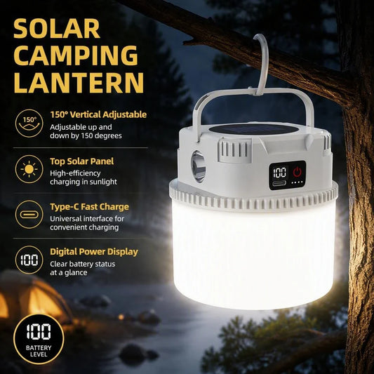 Solar LED Outdoor Camping Lamp Portable Lamp Configuration Hook Supports TYPE-C Charging