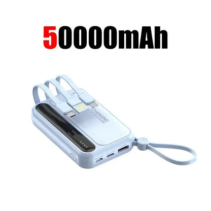 Lenovo CCC 500000mAh 4 Cables High Capacity Mini Power Bank Fast Charging Portable External Battery Supply New For iPhone Xiaomi