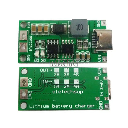 Type C BMS 2S 3S 4S 1A 2A 4A 18650 Lithium Battery Charger Board USB C Step-up Boost Module For Li-Po Polymer Power Bank