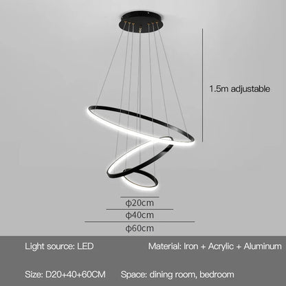 Modern Round LED Chandeliers for Living Room Dining Room Kitchen Island Luster Pendant Lights Fixture Home Decor Indoor Lighting