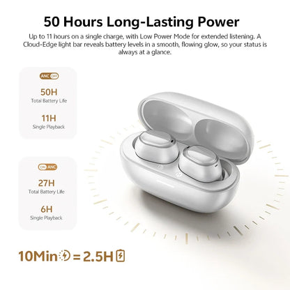 QCY MeloBuds A30 Wireless Earbuds Bluetooth 6.0 LDAC Hi-Res Audio -60dB Hybrid ANC Earphones AI Scene 8 Mics HD Call Headphones