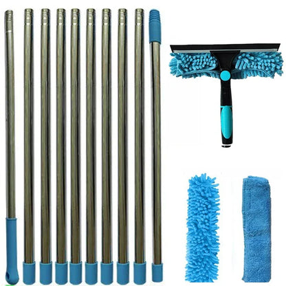 Extendable Window Cleaning Kit – 2-in-1 Glass Squeegee & Microfiber