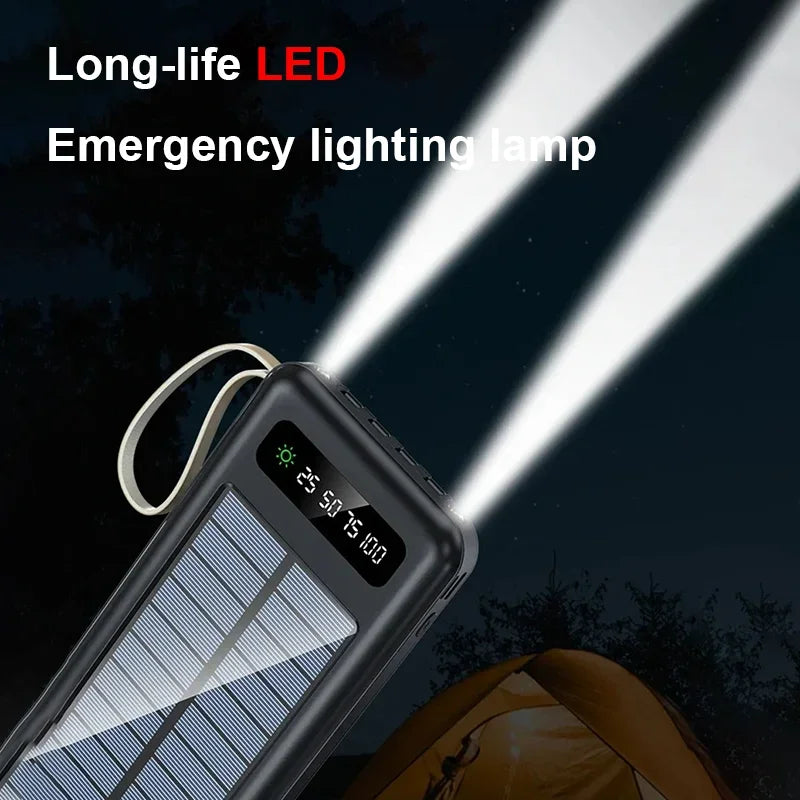 2026NEW Lenovo 200000mAh Large Capacity 4In1 Solar Power Bank Fast Charging Mobile Powerbank Portable External Battery ForiPhone