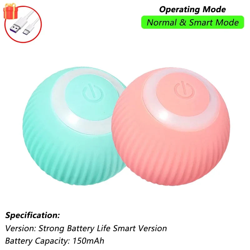 iLMH Cat Interactive Ball Toy Automatic Rolling Ball Faux Tail Rechargeable Smart Pet Electric Toy Pet Training Imitate Mouse