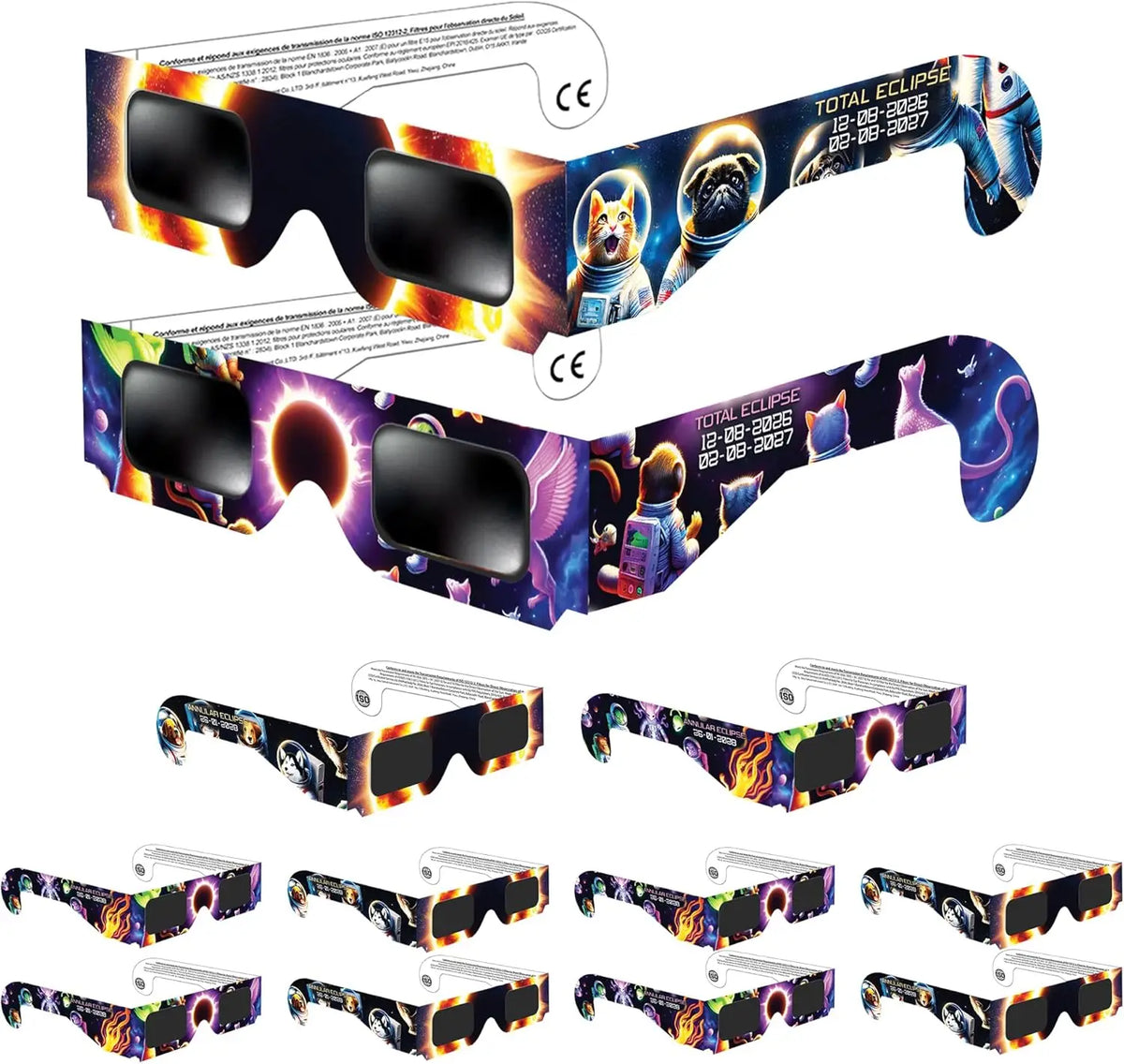 10pcs Family Pack Paper Solar Eclipse Glasses Safe Direct Sun Viewing