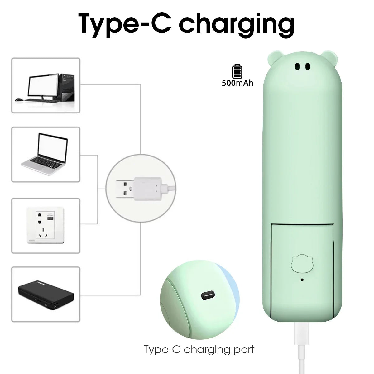 Portable Handheld Fan Cute Mini Fan 500mAh Battery 2speed Adjustable Low-Noise Electric Fan Student Gift Outdoor Fan Folding Fan