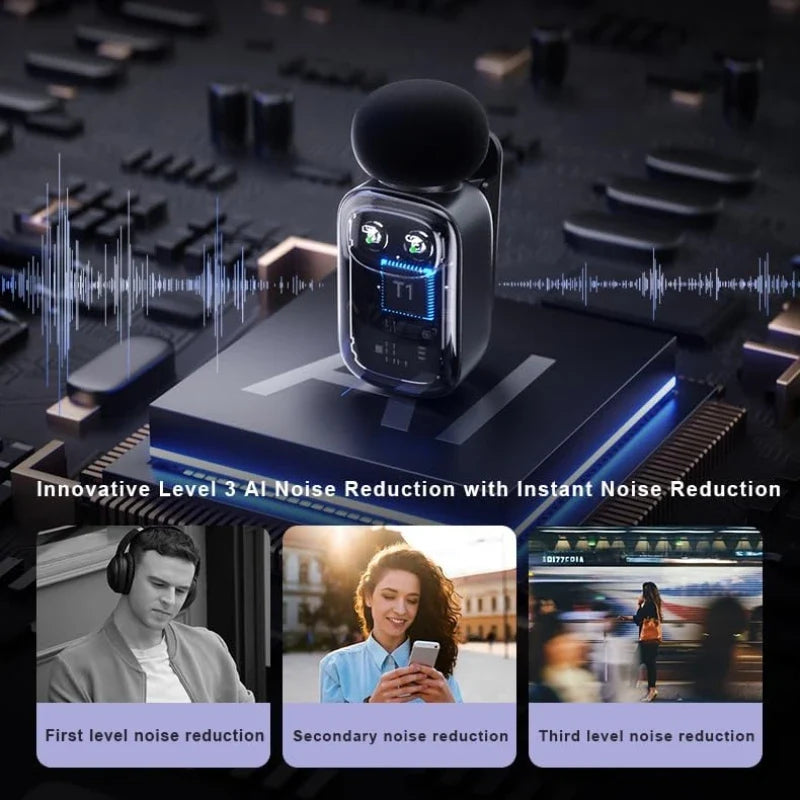 Mini Wireless Lavalier Microphone, compatible with Android and iPhone, exceptional sound quality, AI-powered noise cancellation, voice converter, 30-hour battery life, comes with a charging case, ideal for video recording, po