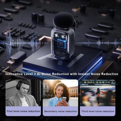 Mini Wireless Lavalier Microphone, compatible with Android and iPhone, exceptional sound quality, AI-powered noise cancellation, voice converter, 30-hour battery life, comes with a charging case, ideal for video recording, po
