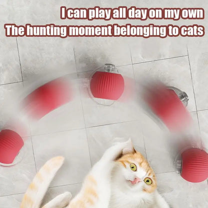Automatic Interactive Cat Ball Toy Rechargeable Smart Electric Rolling Ball with Faux Tail Mouse Imitation for Dog Cat Training