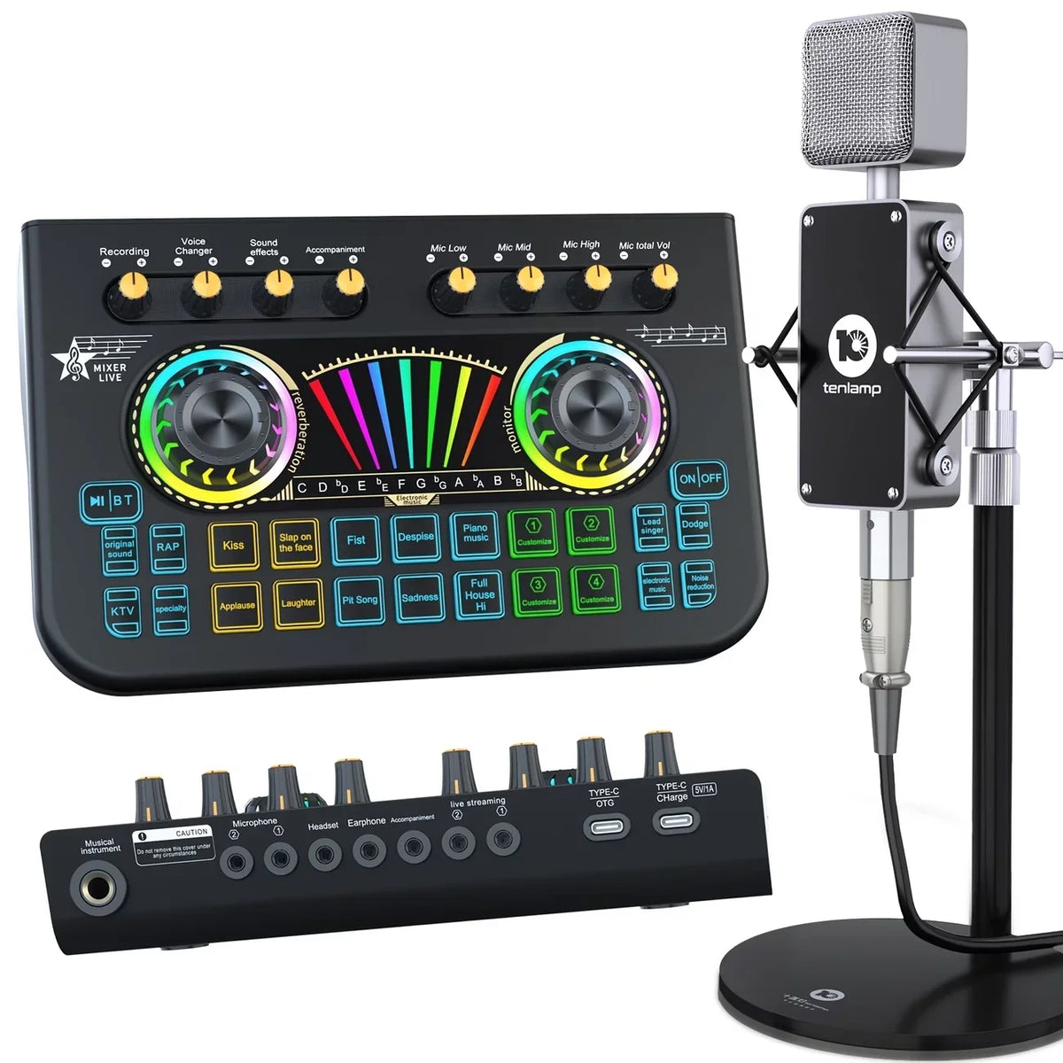 Tenlamp  X3-B333 Mic Mixer Set Podcast Influencer KOL Singing Gaming DJ Mixing Station Controller Equipment Studio Recording Electronic Music Mixer Power Karaoke Machine Available Dynamic Condenser Wireless Microphone Microfo