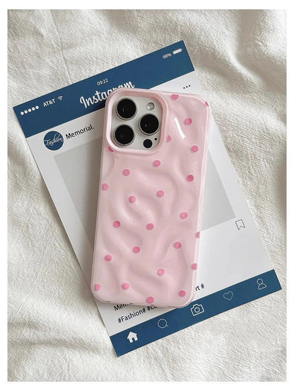 Polka Dot Phone Case – Soft Silicone Shockproof for iPhone 13-16 Series