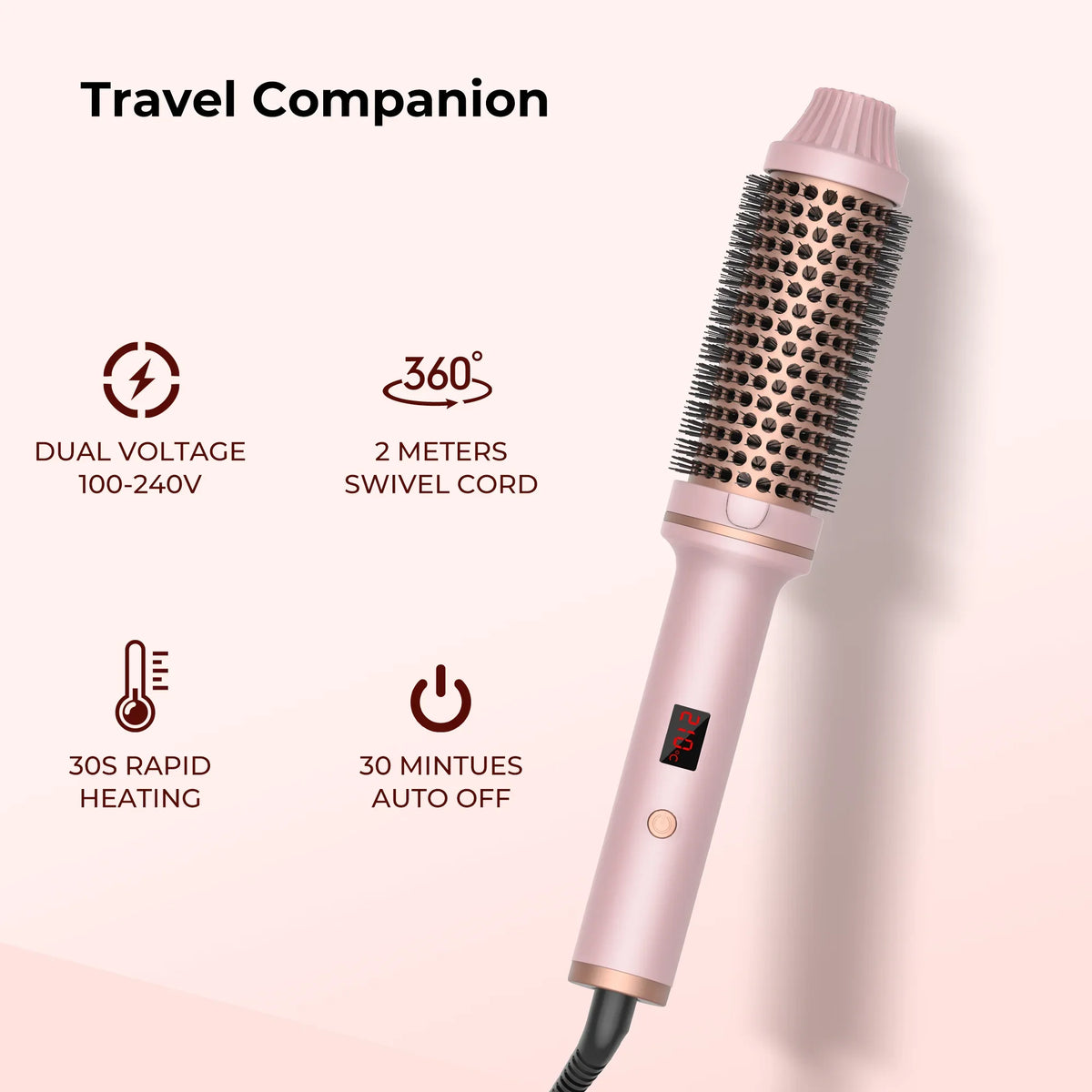 3 in 1 Hair Dryer Hot Air Brush Curling Iron Brush 32mm Electric
