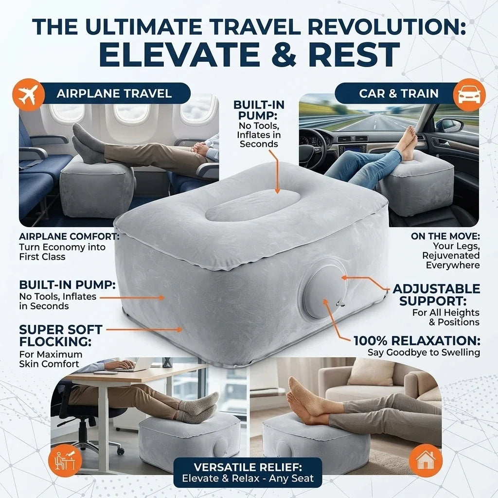 Inflatable Footrest Pillow PVC Foot Rest Air Pillow Cushion for Travel Office Home Leg Up Relaxing Feet Tools Under Desk