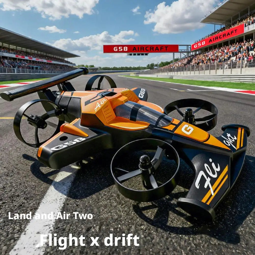 2-in-1 RC Flying Stunt Car & Drone With Headless Mode LED Lights High-Speed Ground Drifting One-Key 360° Flips For Kids