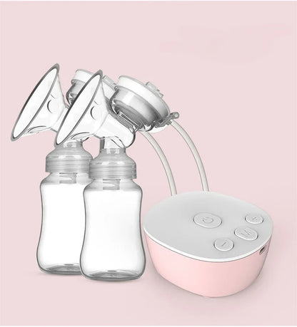 New Double Electric Breast Pumps Powerful Nipple Suction USB Electric Breast Pump with Baby Milk Bottle Cold Heat Pad Nippl