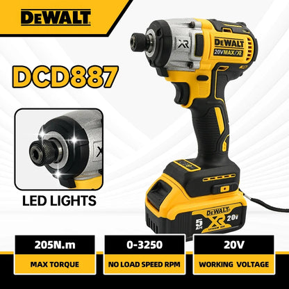 Dewalt DCD887 Cordless Brushless Impact Screwdriver Strong 20V Battery Power Electric Tool