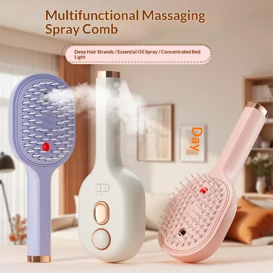 Electric Steam Hair Straightening Brush Water Spray Wet Dry Use USB-C Fast Charging Portable Hair Tool for Salon Travel Use