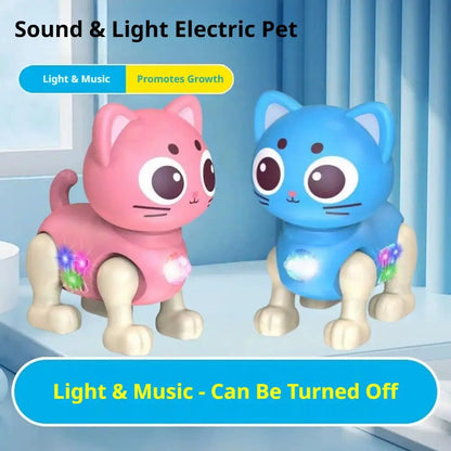 Electric Mechanical Cat Toy, Rechargeable Walking Robot Cat With Light Music& Simulated Sound Effects For Kids Children