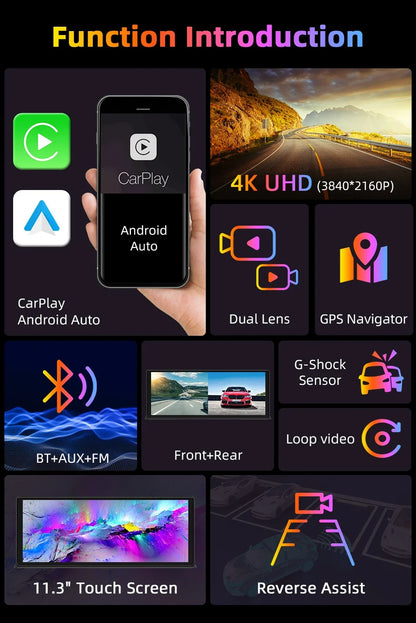 Portable Wireless CarPlay & Android Auto Screen – Size & DVR Options