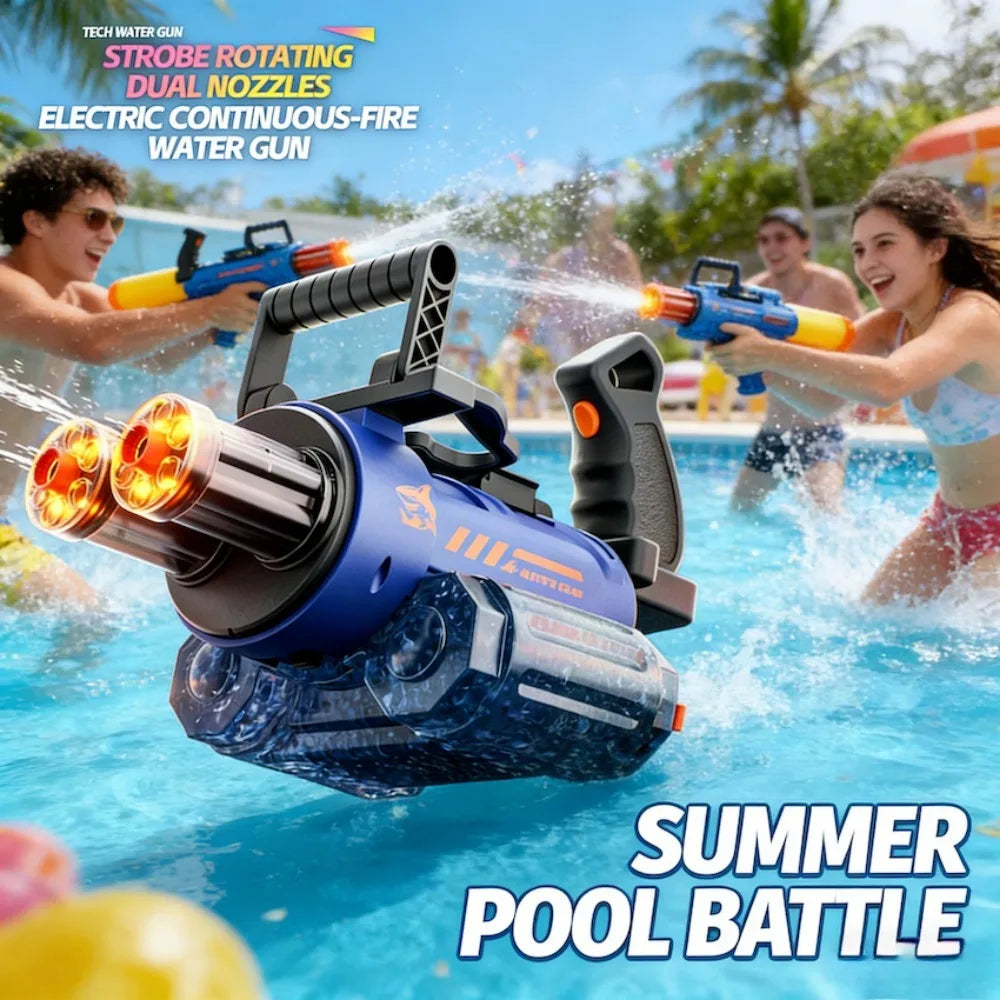AI Voice Control Electric Gatling Water Gun High Pressure Shooting Summer Outdoor Battle Toy Kids Boys Holiday Gift
