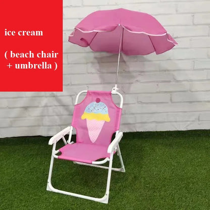 1 Set Folding Beach Chair with Umbrella Portable Outdoor Camp Chair for Lightweight Lawn Chair for Boys Summer Travel Relaxation