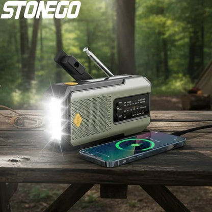 STONEGO Emergency Radio Solar Power Hand Crank Radio Global Receiver High Quality LED Torch Reading Light SOS Alarm 2000mAh