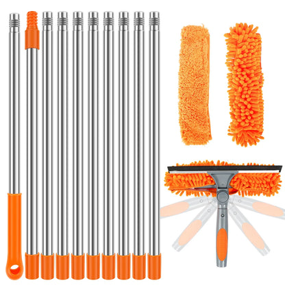 Extendable Window Cleaning Kit – 2-in-1 Glass Squeegee & Microfiber