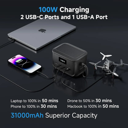 ALLPOWERS 31000mAh SOLAX P100 Portable Power Station 99.2wh Solar Generator with USB-C USB-A Outlet for Camping Home RVs Hunting