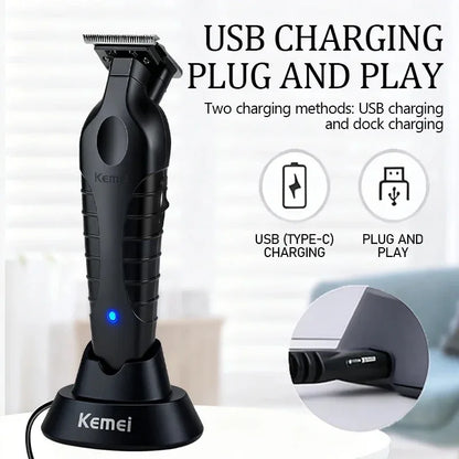 Kemei Electric Cordless Hair Trimmer KM-2299 with Base Electric Oil Head Thruster Carving Clippers Finish Hair Cutting Machine