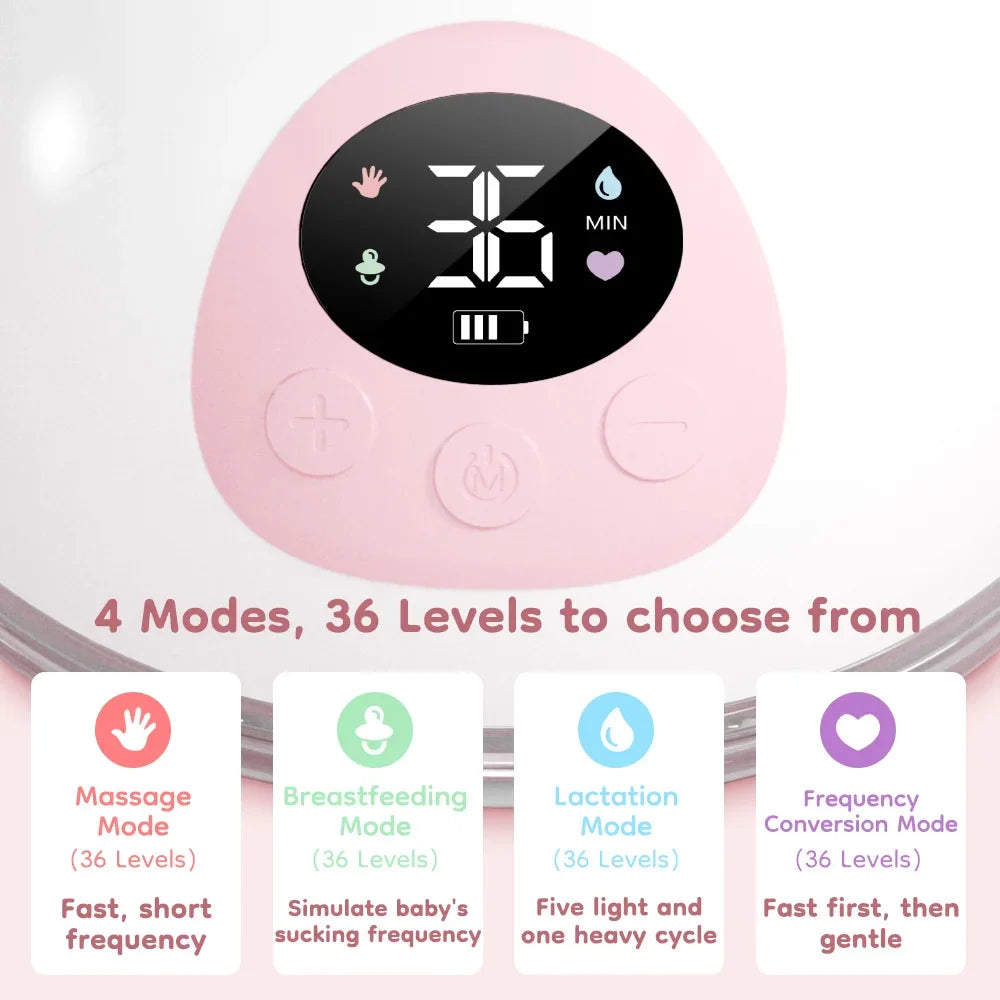 MAMIJOY 2PCS Wearable Electric Breast Pump 4 Modes 36Suction Levels Silent Leak-Proof Hands Free Breast Pumps Breastfeeding EB50