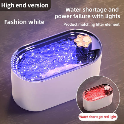 3L LED Cat Water Fountain™ Intelligent USB Electric Mute Drinker – Ultra-Quiet Pump, Powerful Filter, Gray & White | FlipStylez LLC®