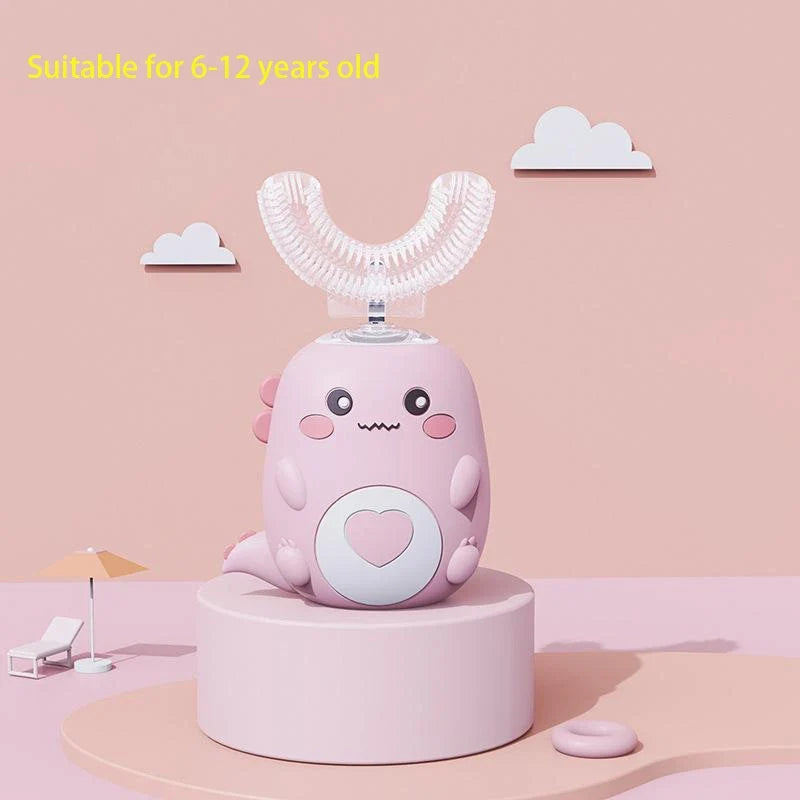 Children U-shaped Electric Toothbrush 360 Degrees Smart Cartoon Kids silicone Toothbrush Automatic Rechargeable Sonic Toothbrush