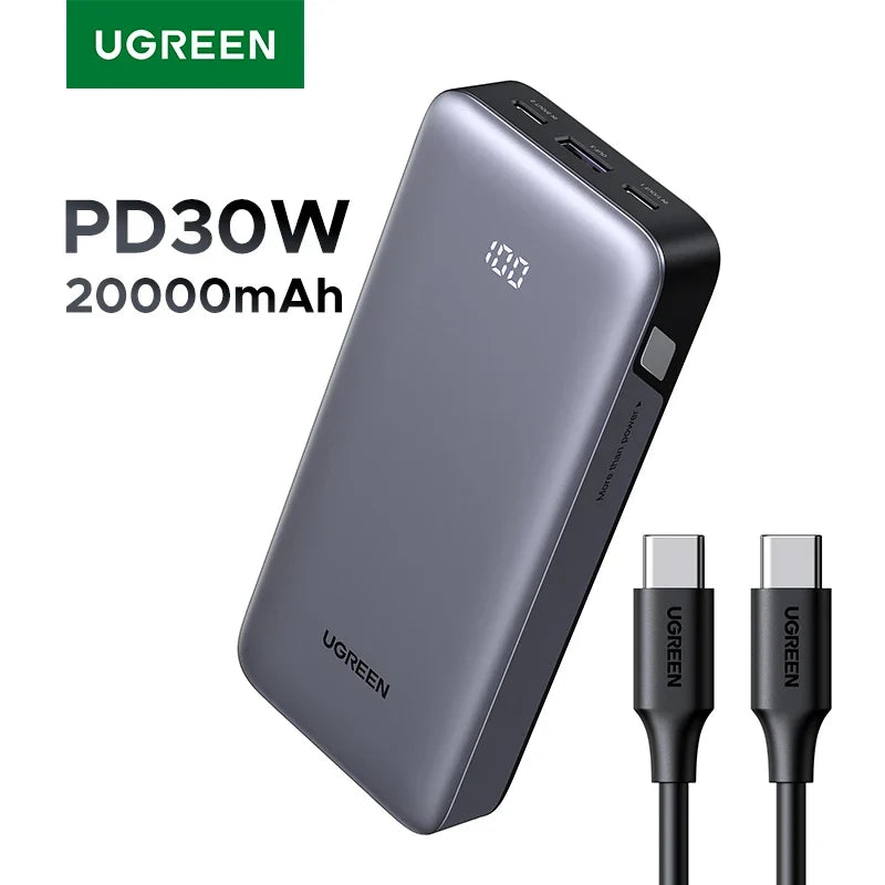 UGREEN PD 30W Power Bank Fast Charge 20000mAh Portable PowerBank for iPhone 17 16 Pro Max Xiaomi External Battery